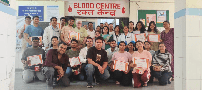श्रीनगर: अंबेडकर जयंती पर NMO का रक्तदान शिविर, मेडिकल छात्रों ने किया 30 यूनिट ब्लड डोनेट।