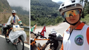 नेपाल की यमुना ढकाल साइकिल पर विश्व भ्रमण कर रही हैं, हिमालय संरक्षण का संदेश देती श्रीनगर पहुंची