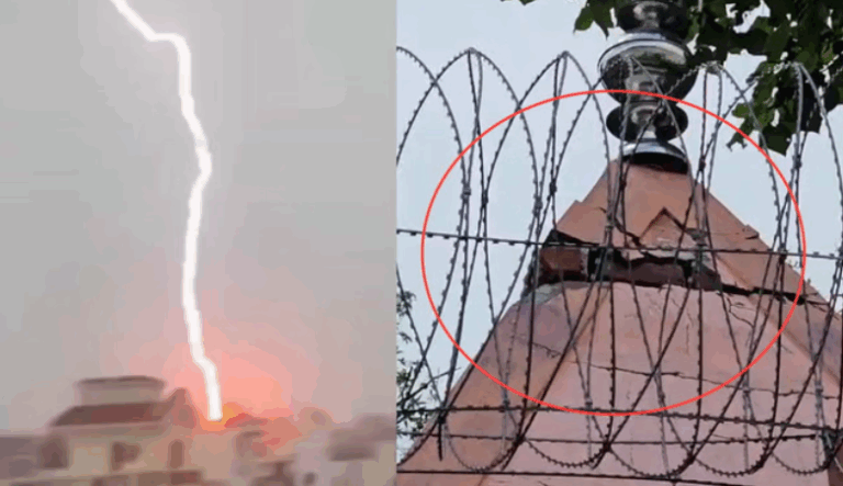 भारी बारिश और आकाशीय बिजली से मंदिर गुंबद क्षतिग्रस्त, पूर्व मंत्री डॉ. प्रेमचंद अग्रवाल ने किया निरीक्षण | Rishikesh Lightning Strike Temple Damage